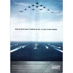2008 US Navy Warships Planes Jets at Sea Recruiting Vintage Print Ad Wall Art
